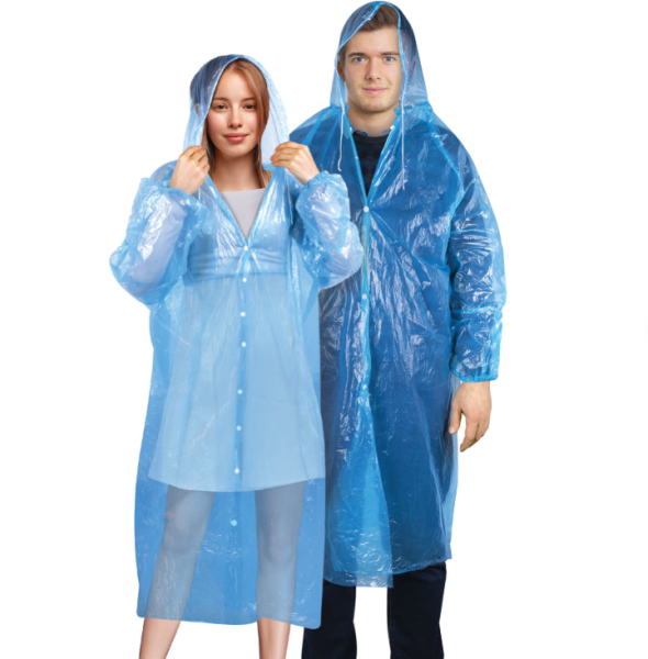 Дождевик - плащ на кнопках полиэтиленовый, универсальный размер 120x80 см. / Выбор цвета